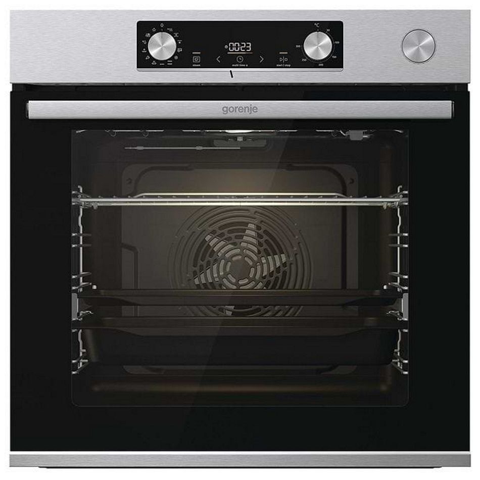 תנור בנוי Gorenje BSA6737E15X 77 ליטר נירוסטה - 2 מסילות טלסקופיות, 300 מעלות וניקוי באדים