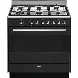 תנור משולב כיריים גז 6 להבות סמאג SMEG FS9608AS1 שחור תנור משולב כיריים גז 6 להבות סמאג SMEG FS9608AS1 שחור