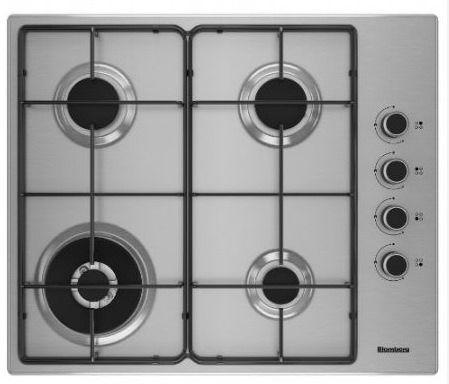 כיריים גז Blomberg GEN92424E 60 ס"מ נירוסטה - 4 להבות עם מבער טורבו ורשתות