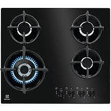 כיריים גז Electrolux KGG6437K 60 ס"מ זכוכית שחורה - מבער טורבו 3900W ורשתות יציקה