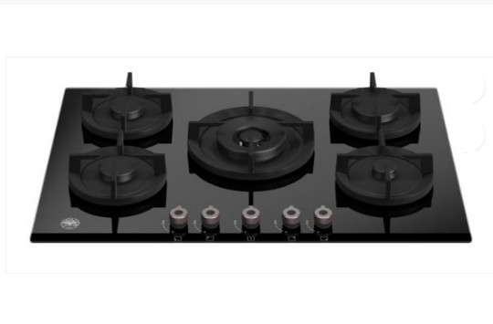 כיריים גז Bertazzoni P755CPROGNE 75 ס"מ זכוכית שחורה - 5 מבערים וווק מרכזי 4kW
