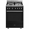 תנור משולב גז 4 להבות סמאג Smeg SSA60MBL2 שחור