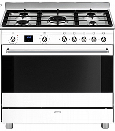 תנור משולב כיריים גז 5 להבות סמאג Smeg SSA91MAWH2 לבן תנור משולב כיריים גז 5 להבות סמאג Smeg SSA91MAWH2 לבן