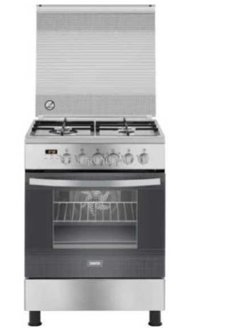 תנור משולב Zanussi 60 ס"מ נירוסטה - 4 מבערי גז, 6 תוכניות בישול וטיימר דיגיטלי